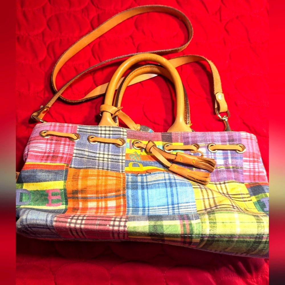 Vintage  Dooney & Bourke Rare Madras Plaid Picnic Ants Bag Purse